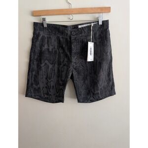 RELIGION Men's Dark Grey Live Python Print Shorts Size 32 Praying Skeleton UK